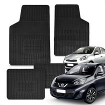 Jogo Tapete 100% Borracha March 2012 a 2020 Impermeável Antiderrapante Automotivo 4 Peças