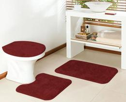 Jogo tapete 3 peças banheiro pelo toque super macio não risca piso 100% antiderrapante oásis classic