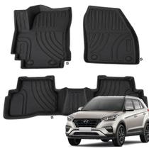 Jogo Tapete Automotivo 3D TPE Borda Alta Hyundai Creta Modelo Antigo 2017 2018 2019 a 2023 2024