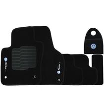 Jogo Tapete Automotivo Carpete + Lixeira Fusca 2013 à 2016 Soft Logo Bordado Preto 6 Peças