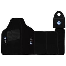 Jogo Tapete Automotivo Carpete + Lixeira Gol Quadrado G2 G3 G4 G5 80/13 Soft Logo Preto 6 Peças