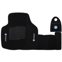 Jogo Tapete Automotivo Carpete + Lixeira Golf 1999 à 2011 Soft Logo Bordado Preto 6 Peças