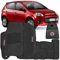Jogo Tapete Automotivo Carpete + Lixeira Novo Fiat Palio 2012 à 2018 Soft Bordado Grafite 6 Peças