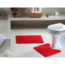 Jogo Tapete Banheiro 2 peças Natura High Vermelho 100% Algodão