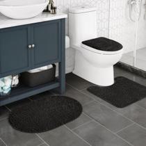 Jogo tapete banheiro comfort 3pcs preto
