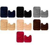 Jogo Tapete Banheiro Microfibra Antiderrapante Soft Square 2 Jogo Tapete Banheiro Microfibra Antiderrapante Soft Square 2