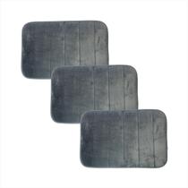 Jogo Tapete Banheiro Seca Rápido 3 Unidades Cinza Chumbo