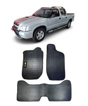 Jogo Tapete Borracha PVC Chevrolet S10 Cabine Dupla 1997 a 2011 Com Logo Bordado- 800.310