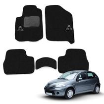 Jogo Tapete Carpete Automotivo para C3 2003 a 2012 Preto 5 Peças