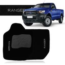 Jogo Tapete Carpete Automotivo Ranger Cabine Simples 2013 a 2022 Preto 2 Peças