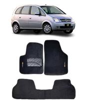 Jogo Tapete Carpete Chevrolet Meriva 2002 a 2012 Com Logo Bordado Preto- 300.303PTO
