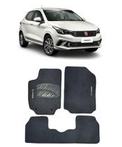 Jogo Tapete Carpete Fiat Argo 2017 a 2020 com Logo Bordado Preto- 400.333PTO