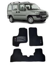 Jogo Tapete Carpete Fiat Doblo 2005 a 2014 Com Logo Bordado Preto-400.311PTO
