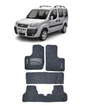 Jogo Tapete Carpete Fiat Doblo 7 Lugares 2017 a 2021 Com Logo Bordado Grafite- 400.341GRF