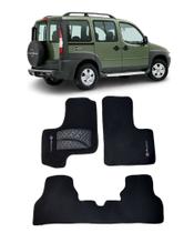 Jogo Tapete Carpete Fiat Doblo Adventure 2005 a 2014 Com Logo Bordado Preto-400.312PTO