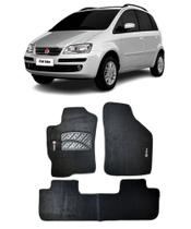 Jogo Tapete Carpete Fiat Idea 2007 a 2014 Com Logo Bordado Preto- 400.310PTO