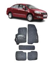 Jogo Tapete Carpete Fiat Linea 2008 a 2012 Com Logo Bordado Grafite-400.307GRF
