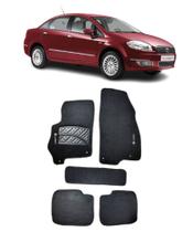 Jogo Tapete Carpete Fiat Linea 2008 a 2012 Com Logo Bordado Preto-400.307PTO