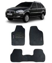 Jogo Tapete Carpete Fiat Palio Weekend 1997 a 2011 Com Logo Bordado Preto-400.306PTO