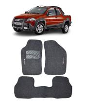 Jogo Tapete Carpete Fiat Strada Adventure Cabine Dupla 02 a 11 com Logo Bordado Grafite - 400.316GRF