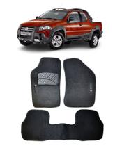 Jogo Tapete Carpete Fiat Strada Adventure Cabine Dupla 2002 a 2011 com Logo Bordado Preto-400.316PTO Jogo Tapete Carpete Fiat Strada Adventure Cabine Dupla 2002 a 2011 com Logo Bordado Preto-400.316PTO