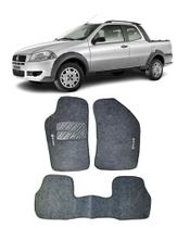 Jogo Tapete Carpete Fiat Strada Cabine Dupla 2002 a 2011 com Logo Bordado Grafite- 400.314GRF