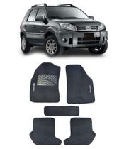 Jogo Tapete Carpete Ford Ecosport Freestyle 2008 a 2011 com Logo Bordado Preto-200.301PTO