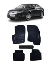 Jogo Tapete Carpete Ford Fusion 2010 a 2014 com Logo Bordado Preto-200.302PTO
