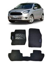 Jogo Tapete Carpete Ford Ka (Novo) 2014 a 2020 com Logo Bordado Preto-200.328PTO