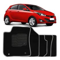 Jogo Tapete Carpete Hyundai Hb20 2012 Até 2022 Cinza Logo