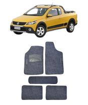 Jogo Tapete Carpete Volkswagen Saveiro Cross G5 G6 2010 a 2017 Com Logo Bordado Grafite-100.315GRF