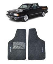 Jogo Tapete Carpete Volkswagen Saveiro G1 Quadrada 1980 a 1995 Com Logo Bordado Grafite-100.318GRF