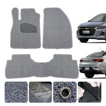 Jogo Tapete Carro Novo Onix Plus 2020 a 2023 Ilhós Cor Cinza Capacho Vinil 12mm Espessura 3 pçs