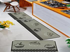 Jogo Tapete Cozinha 1,50 m Kit 3 Peças Antiderrapante KS-74 - Lancer Jogo Tapete Cozinha 1,50 m Kit 3 Peças Antiderrapante KS-74 - Lancer