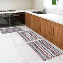 Jogo Tapete Cozinha 3 Capacho 45X65Cm Antiderrapante Bege Co