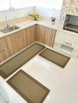 Jogo Tapete Cozinha Kit 3 Peças Sisal Antiderrapante Ks-76