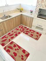 Jogo Tapete Cozinha Kit 3 Peças Sisal Antiderrapante Ks-82