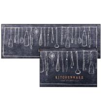 Jogo Tapete Cozinha Passadeira Estampado Gourmet 2 Peças