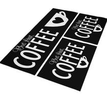 Jogo Tapete De Cozinha Black Coffee 3 Peças Com Antiderrapante Jogo Tapete De Cozinha Black Coffee 3 Peças Com Antiderrapante