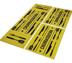 Jogo Tapete De Cozinha Churrasqueira 3 Peças Antiderrapante