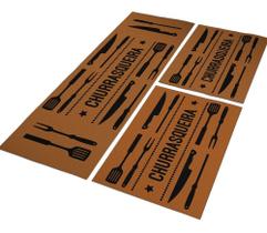 Jogo Tapete De Cozinha Churrasqueira 3 Peças Antiderrapante Jogo Tapete De Cozinha Churrasqueira 3 Peças Antiderrapante
