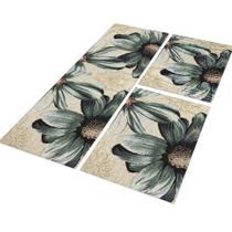 Jogo Tapete de Cozinha Flower 3 Peças Light Antiderrapante Jogo Tapete de Cozinha Flower 3 Peças Light Antiderrapante