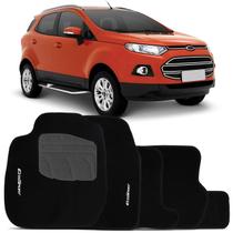 Jogo Tapete Ecosport 2013 a 2020 Carpete Preto com Grafia Bordado 5 Peças