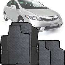 Jogo tapete emborrachado com acabamento sintético preto espcífico presonalizado com o nome do carro honda civic 07 a 11