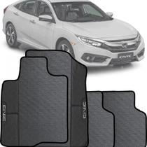Jogo tapete emborrachado com acabamento sintético preto espcífico presonalizado com o nome do carro honda civic 15 a 21