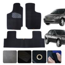 Jogo Tapete Para Corsa Classic 2003 2004 a 2015 Traseiro inteiriço Carpete Preto Luxo Linha Conforto