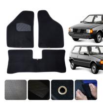 Jogo Tapete Para Fiat Uno Mille 1985 a 2013 Traseiro inteiriço Carpete Preto Luxo Linha Conforto
