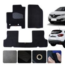 Jogo Tapete Para Renault Captur Zen 2017 a 2024 Traseiro inteiriço Carpete Preto Luxo Linha Conforto