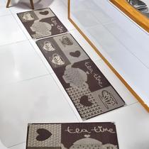 Jogo Tapete Passadeira Cozinha Antiderrapante Sisal Marrom