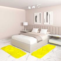 Jogo Tapete Passadeira Quarto 2 Uni Amarelo 50 x 140 cm